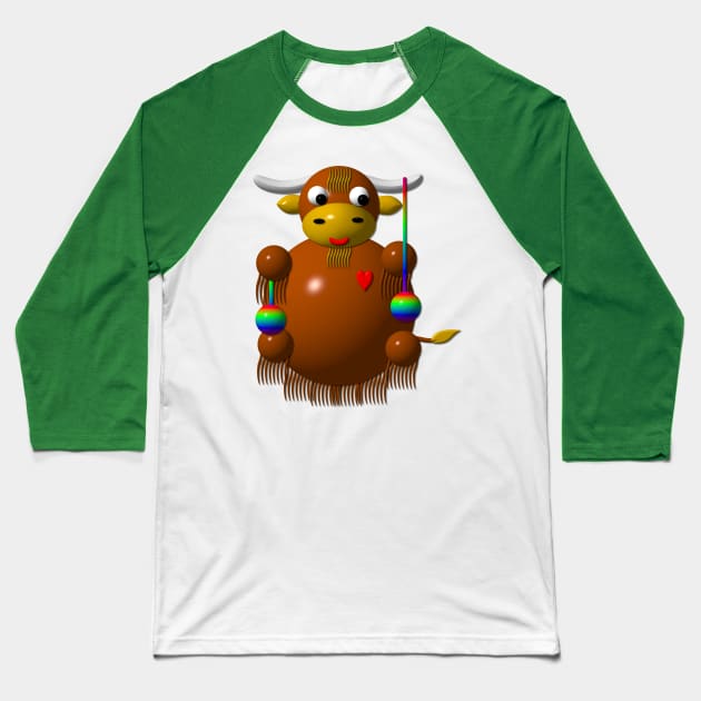 Cute Yak With Yo-Yo's Baseball T-Shirt by CuteCrittersWithHeart